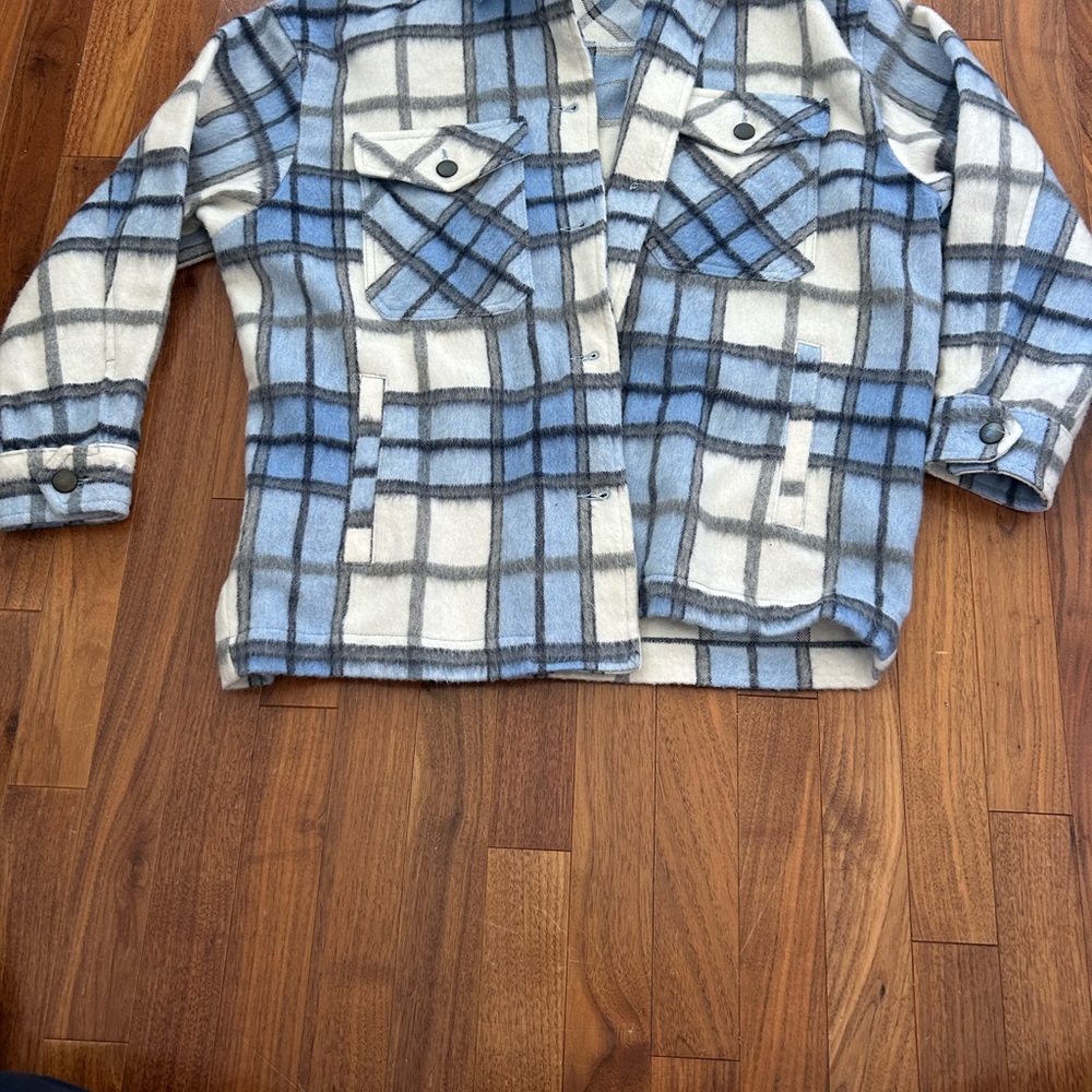 Blue and White Plaid Jacket